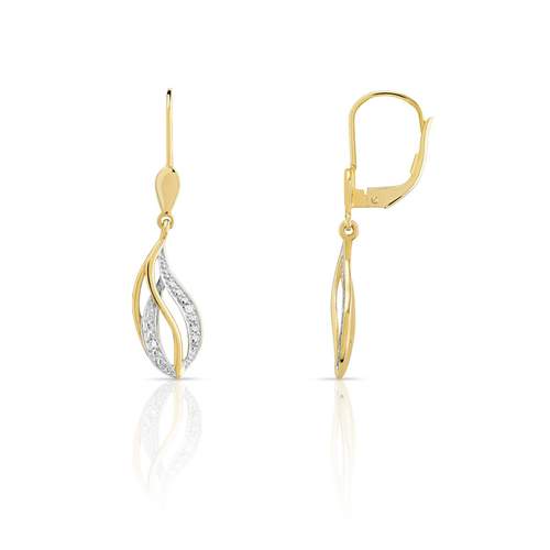 Boucles d'oreilles or 375 2 tons dormeuses diamants