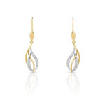 Boucles d'oreilles or 375 2 tons dormeuses diamants - vue D1