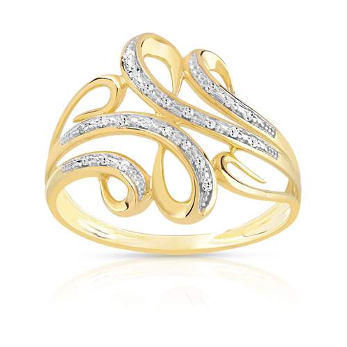 Gold ring 375 2 tone diamonds