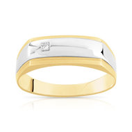 Chevalière or 375 2 tons diamant