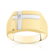 Chevalière or 375 2 tons diamant