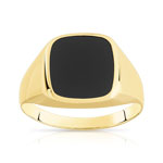 Chevalière or 375 jaune carrée onyx - vue 1