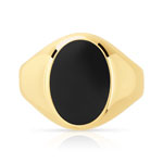 Chevalière or 375 jaune ovale onyx - vue 3