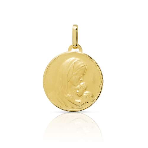 Médaille or 375 jaune mat "Vierge à l'Enfant"