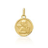 Médaille or 375 jaune mat bord diamanté ange personnalisable - vue V1