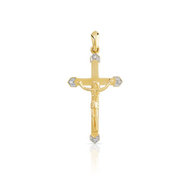 Pendentif croix or 375 2 tons Crucifix diamants