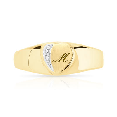 Chevalière or 375 2 tons diamant personnalisable - vue V3