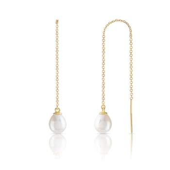 Gold earrings 375 yellow chinese cultured pearl