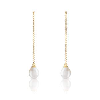 Gold earrings 375 yellow chinese cultured pearl