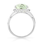 Bague or 375 blanc quartz vert carrée et diamants - vue 2