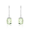 Boucles d'oreilles or 375 blanc dormeuses quartz verts et diamants - vue VD1