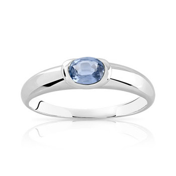 Bague or 375 blanc saphir
