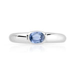 Bague or 375 blanc saphir ovale - vue 3