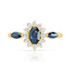 375 gold ring with two-tone oval sapphires and white-treated topazes - view V3