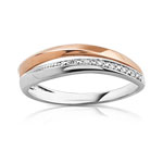 Bague 2 ors 375 double anneau diamants - vue 1