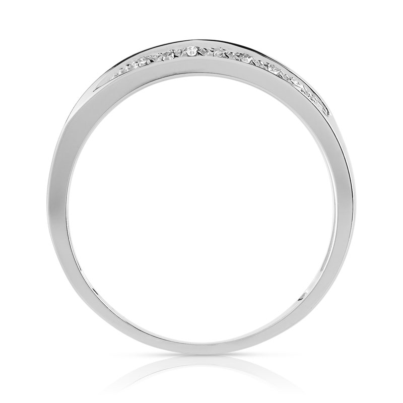 Bague or blanc 375 blanc diamants noirs traités et diamants blancs - vue 2