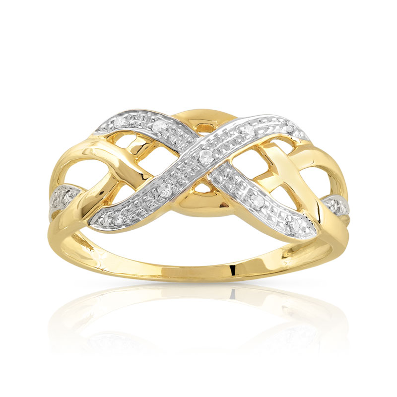 Bague or 375 2 tons diamant - vue V1