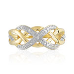 Gold ring 375 2 tones braided diamonds - view 3