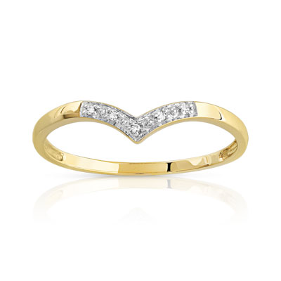 Bague or 375 2 tons 'V' diamants - vue 1