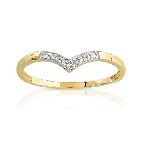 Bague or 375 2 tons "V" diamants