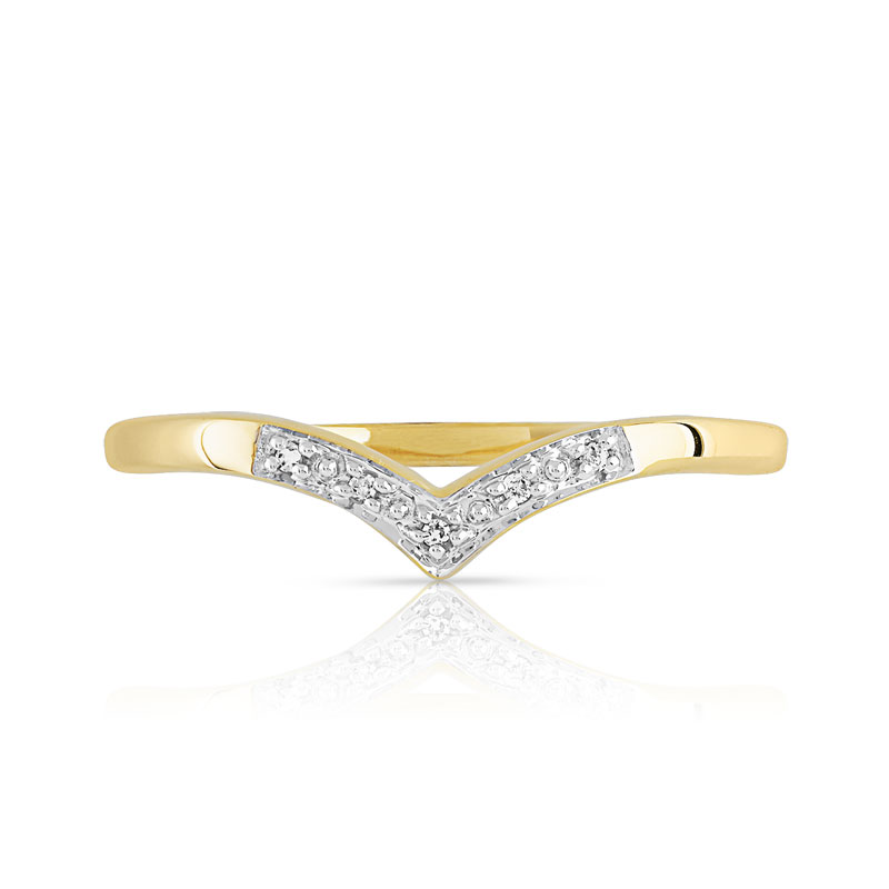 Bague or 375 2 tons 'V' diamants - vue 3
