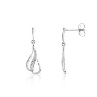 Boucles d'oreilles or 375 blanc diamant