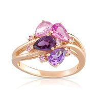 Bague or 375 rose pierres fines