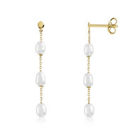 Boucles d'oreilles or 375 jaune perle de culture de Chine