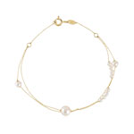 Bracelet or 375 jaune perles de culture de Chine 21 cm - vue D1