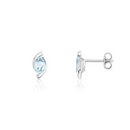 Boucles d'oreilles or 375 blanc topaze bleue traitée