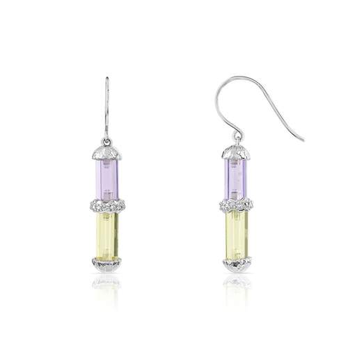 Boucles d'oreilles or 375 blanc pierre fine diamant