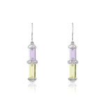 Boucles d'oreilles or 375 blanc pierre fine diamant - vue D1