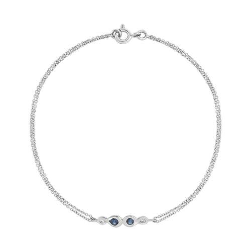 Bracelet or 375 blanc saphirs et zirconias 18 cm
