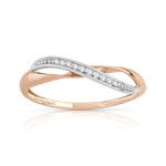 Bague 2 ors 375 croisée diamants - vue 1