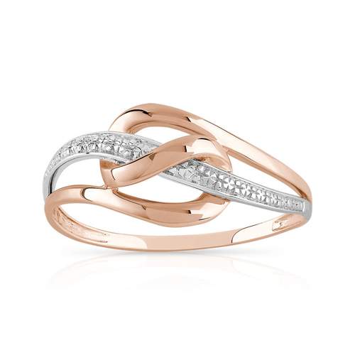 Bague or 375 rose rhodié noeud