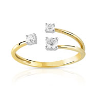 Bague or 375 2 tons zirconia
