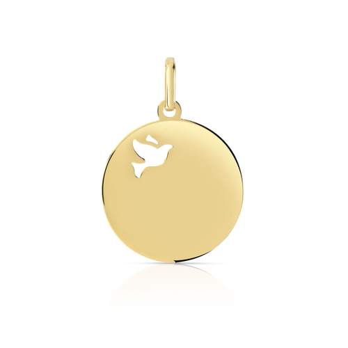Médaille or 375 jaune colombe 14mm