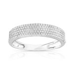 Bague or 375 blanc diamants - vue 1