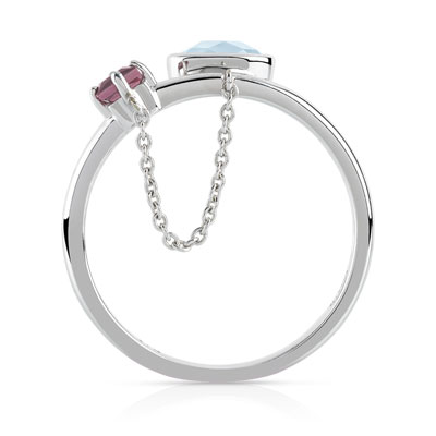 Bague or 375 blanc pierre fine - vue V2