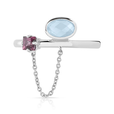 Bague or 375 blanc pierre fine - vue V3