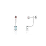 Boucles d'oreilles or 375 blanc pierre fine - vue 1