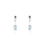 Boucles d'oreilles or 375 blanc pierre fine - vue D1