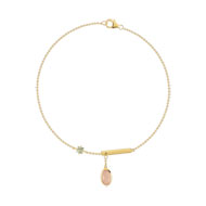 Bracelet or 375 jaune pierre de lune et saphir vert