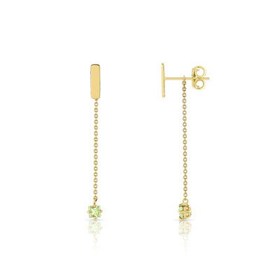 Boucles d'oreilles or 375 jaune saphir vert