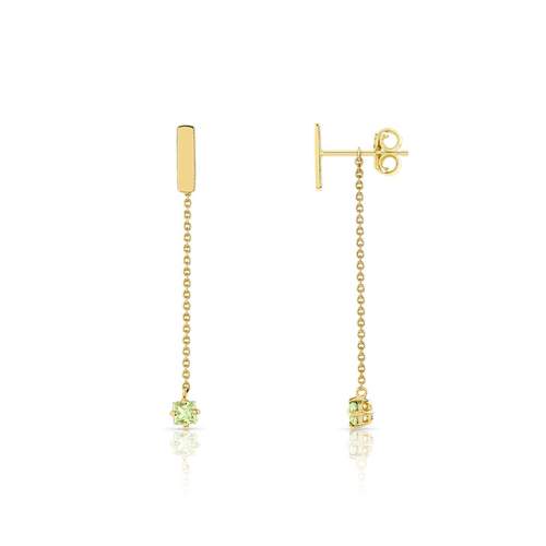 Boucles d'oreilles or 375 jaune saphir vert