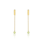 Boucles d'oreilles or 375 jaune saphir vert - vue D1