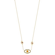 Collier or 375 jaune citrine et grenat et onyx