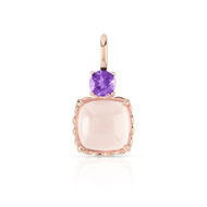 Pendentif or 375 rose quartz rose et améthyste