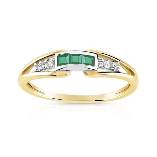 Bague 2 ors 375 émeraudes et diamants