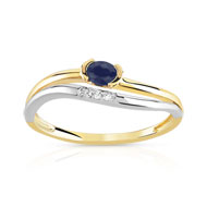 Bague 2 ors 375 saphir et diamant